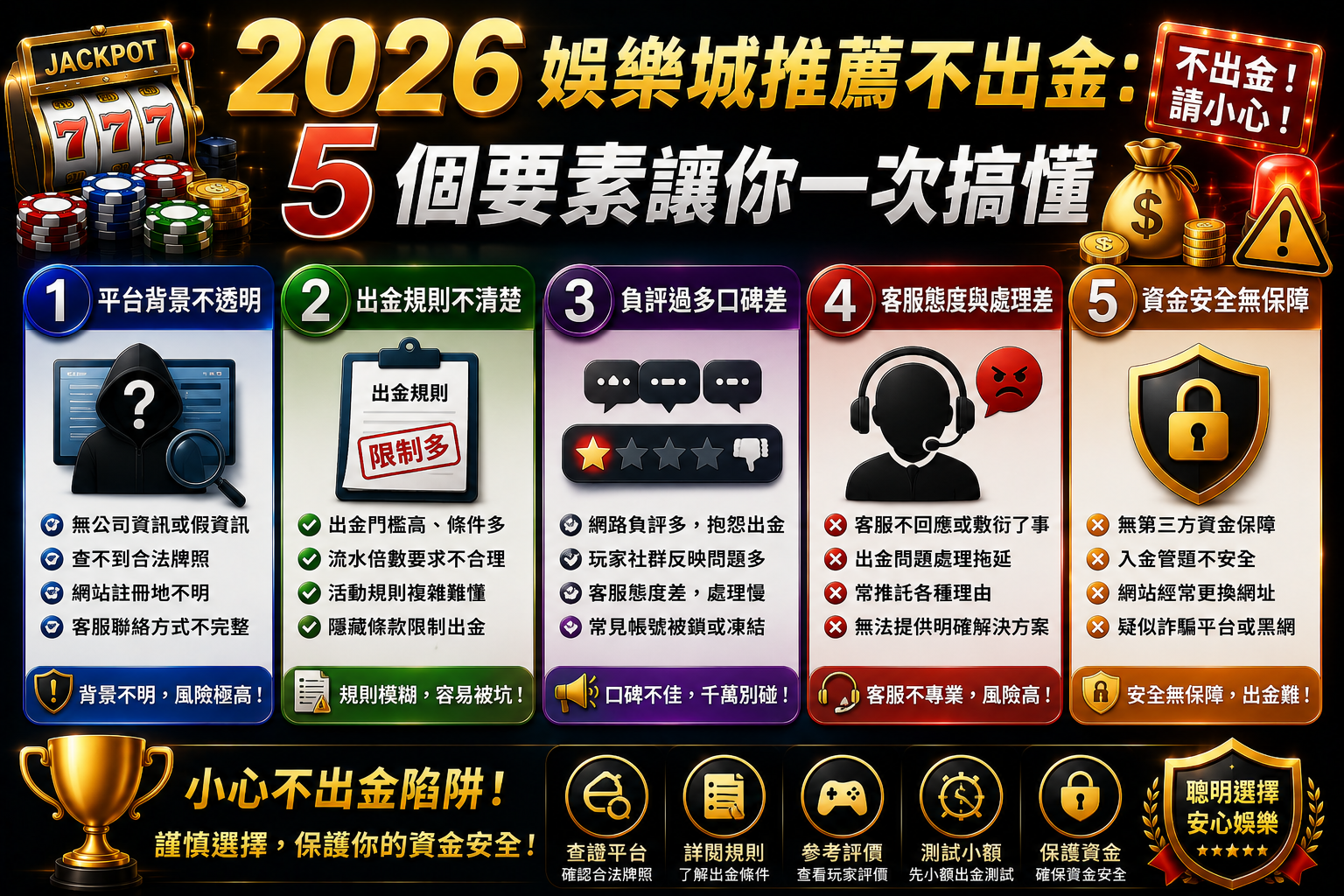 如何選擇不會出金的娛樂城?5 個必知要素