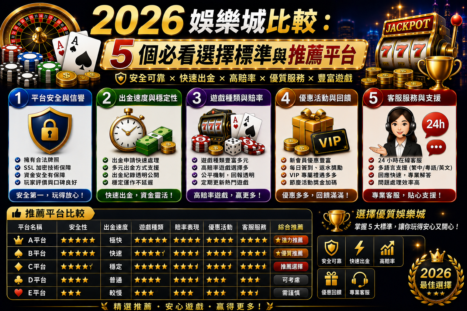 你想找娛樂城嗎？這裡有五個選擇標準讓你輕鬆挑選！